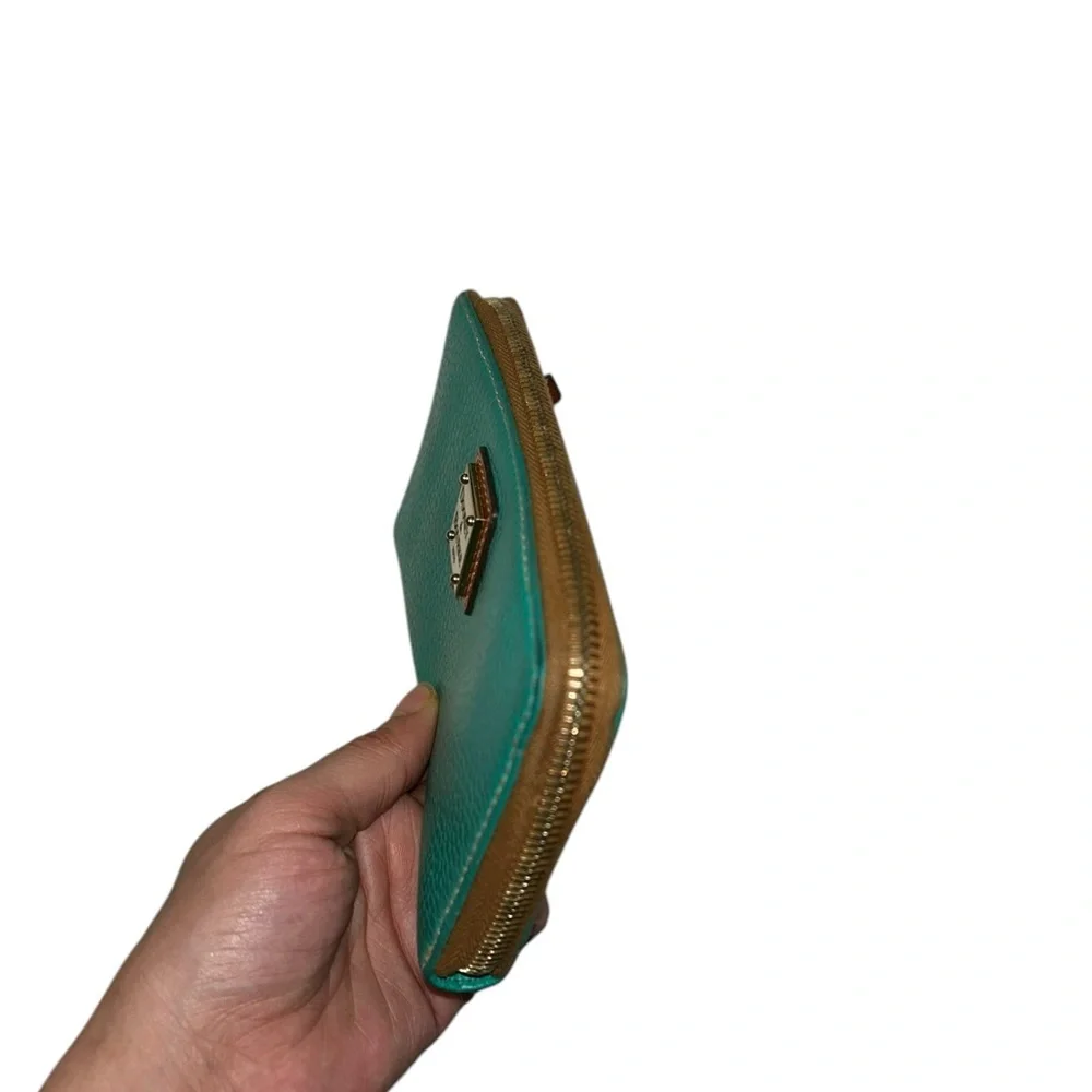 Dooney & Bourke Pebble Leather Zip around Y2k Wallet Teal Green Red Interior med - Picture 5 of 16